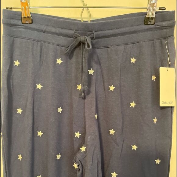SPLENDID Embroidered Stars Knit Joggers in Blue.Size S - Picture 6 of 12
